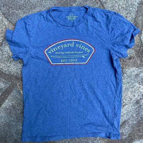 VINEYARD VINES EVERYDAY SHOULD FEEL THIS GOOD BLUE TEE SMALL - Picture 2 of 8
